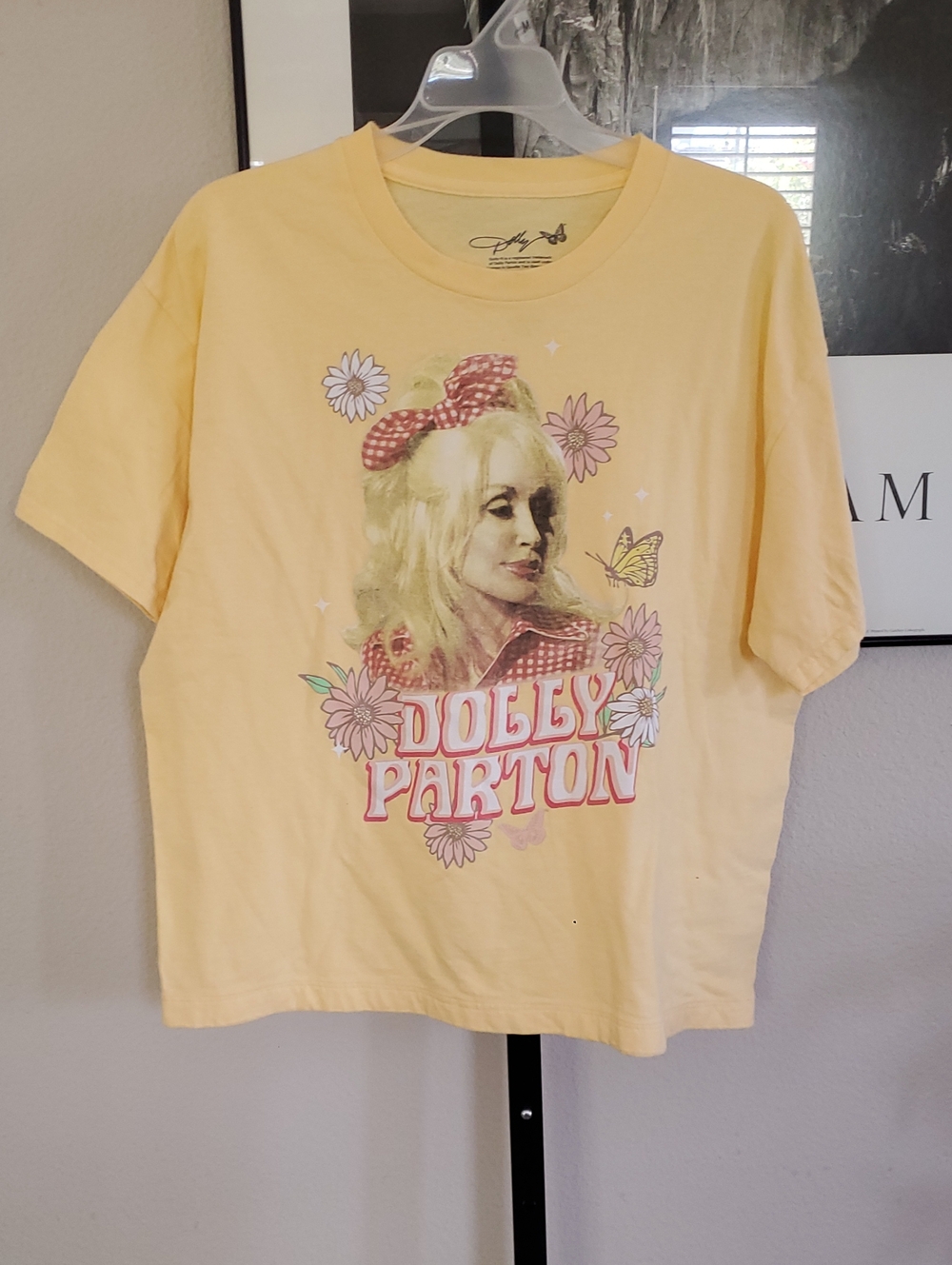 #55 Dolly Parton Graphic Tee - Yellow with Pink Accents